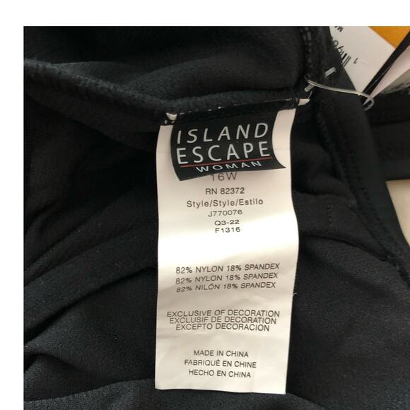 Island Escape Womens‎ Swim Tankini Top Sz 16W Black Knot Front Full Bust Support - Picture 9 of 9